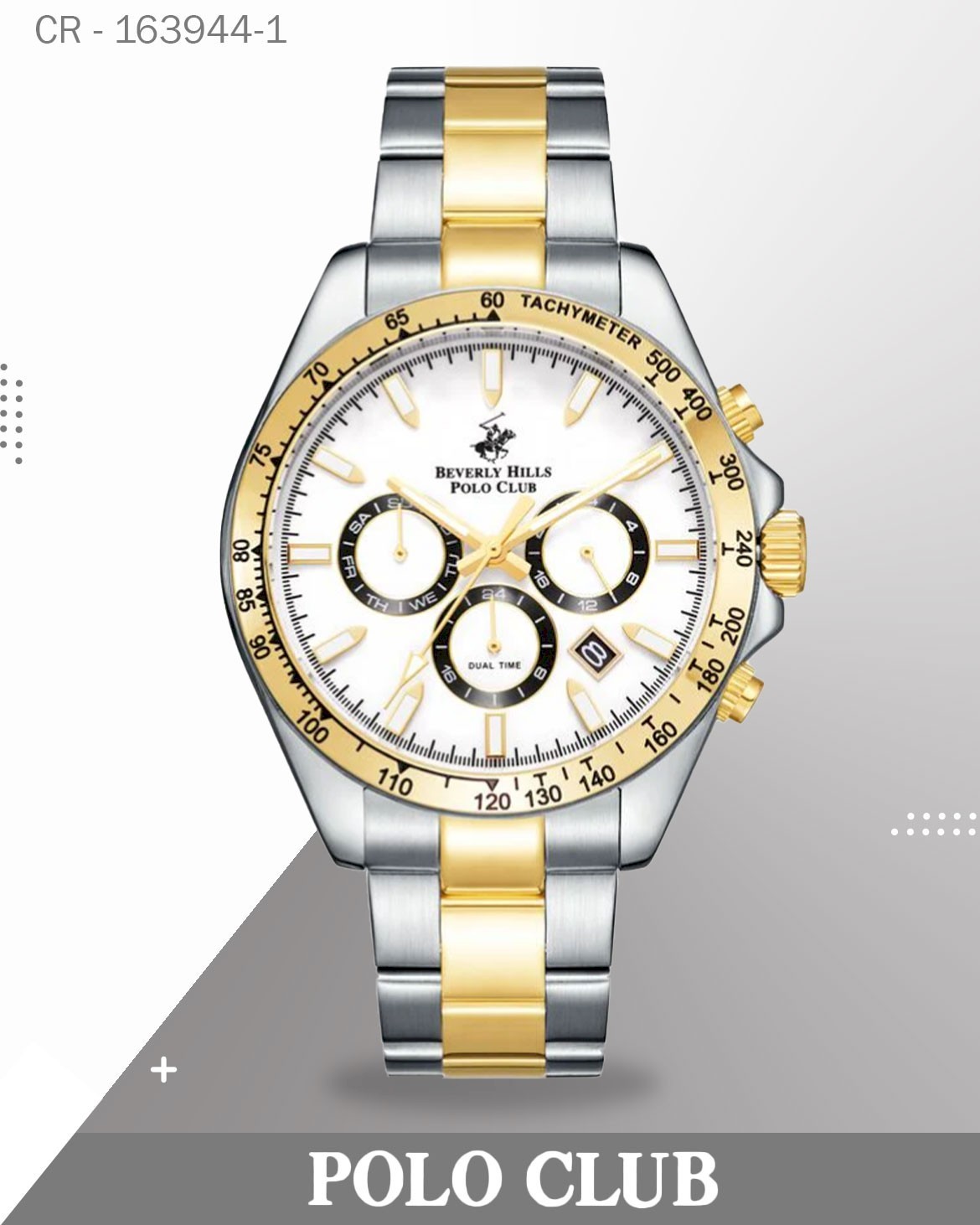 Polo  Men's Multifunction Analog Watch, White Dial with Two Tone  Band, BP3127X.230