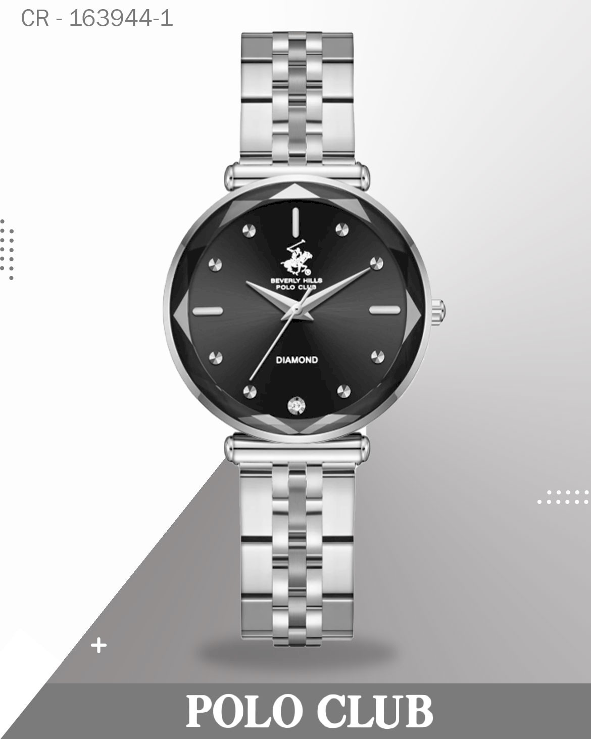 Polo Club Men's Watch Analog Black Dial with Silver Stainless Steel Band, BP3761X.350