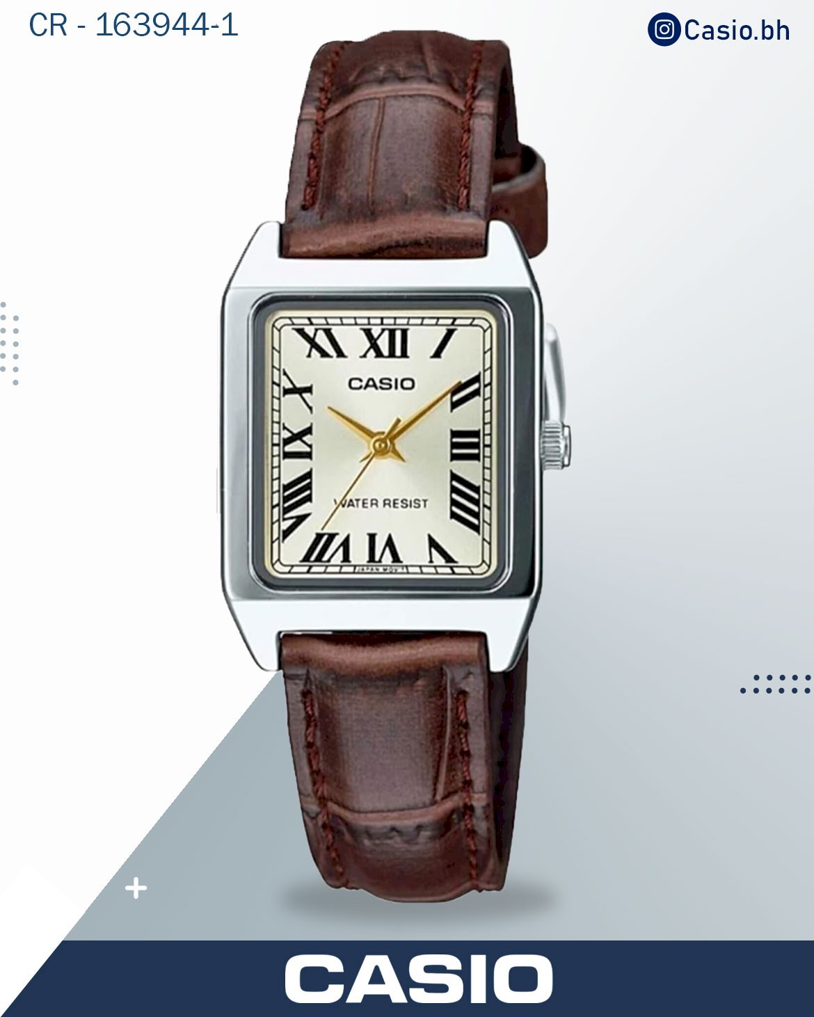 Casio Women's Watch Analog, White Dial Brown Leather Strap, LTP-V007L-7B2UDF