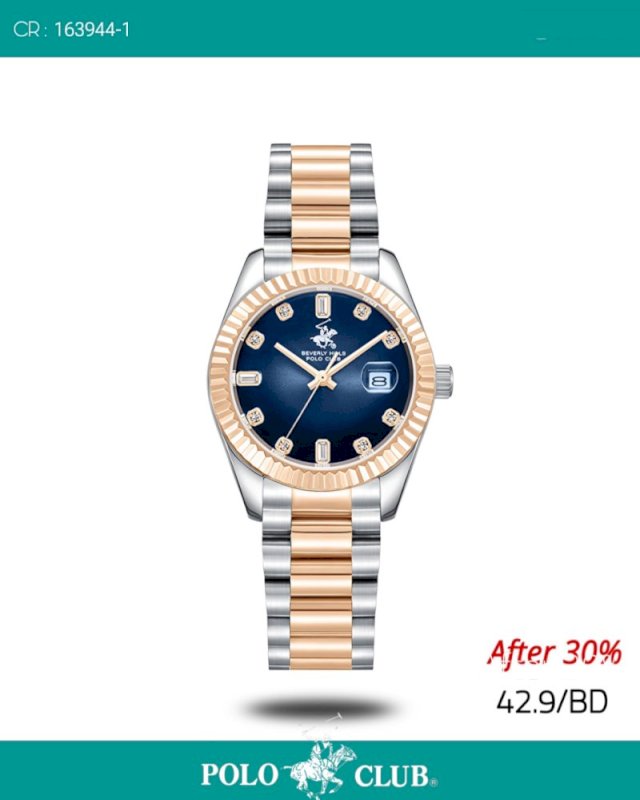 Polo watch ladies rose gold silver blue