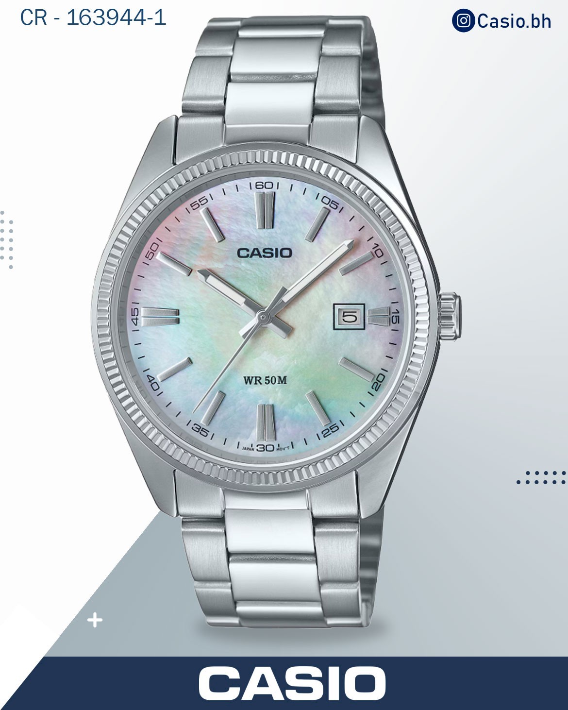 Casio Men's Watch Analog Mother Of Pearl Dial with Stainless Steel Band, MTP-1302DS-1AVDF