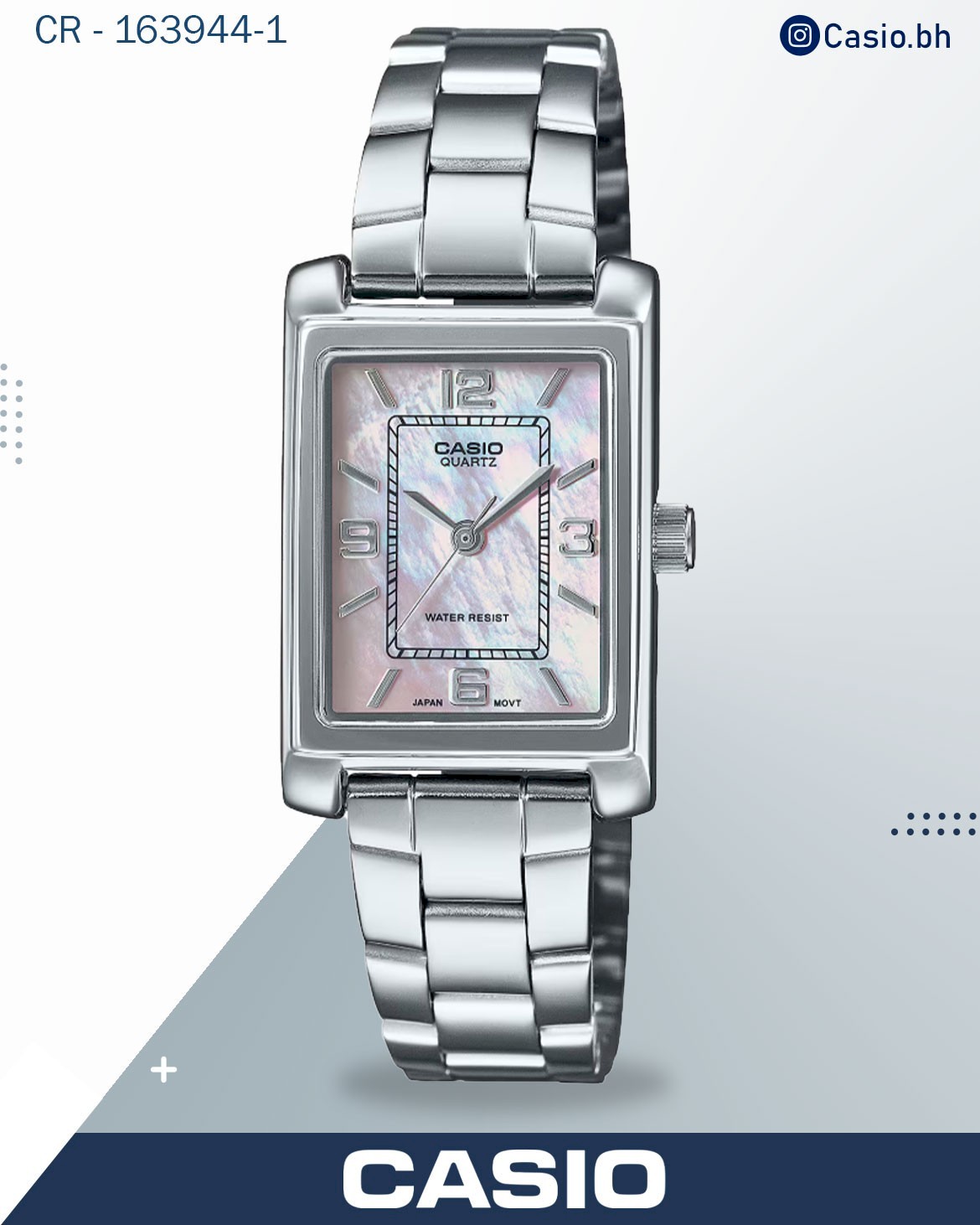 Casio Women's Watch Analog Pink Dial with Silver Stainless Steel Band, LTP-1234DS-4ADF