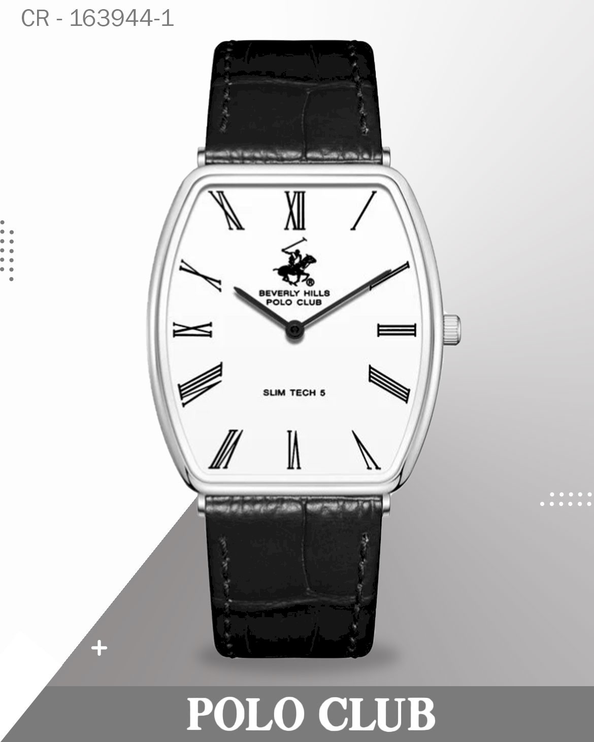 Polo Club Men's Analog Watch, White Dial with Black Leather Strap, BP3863X.331