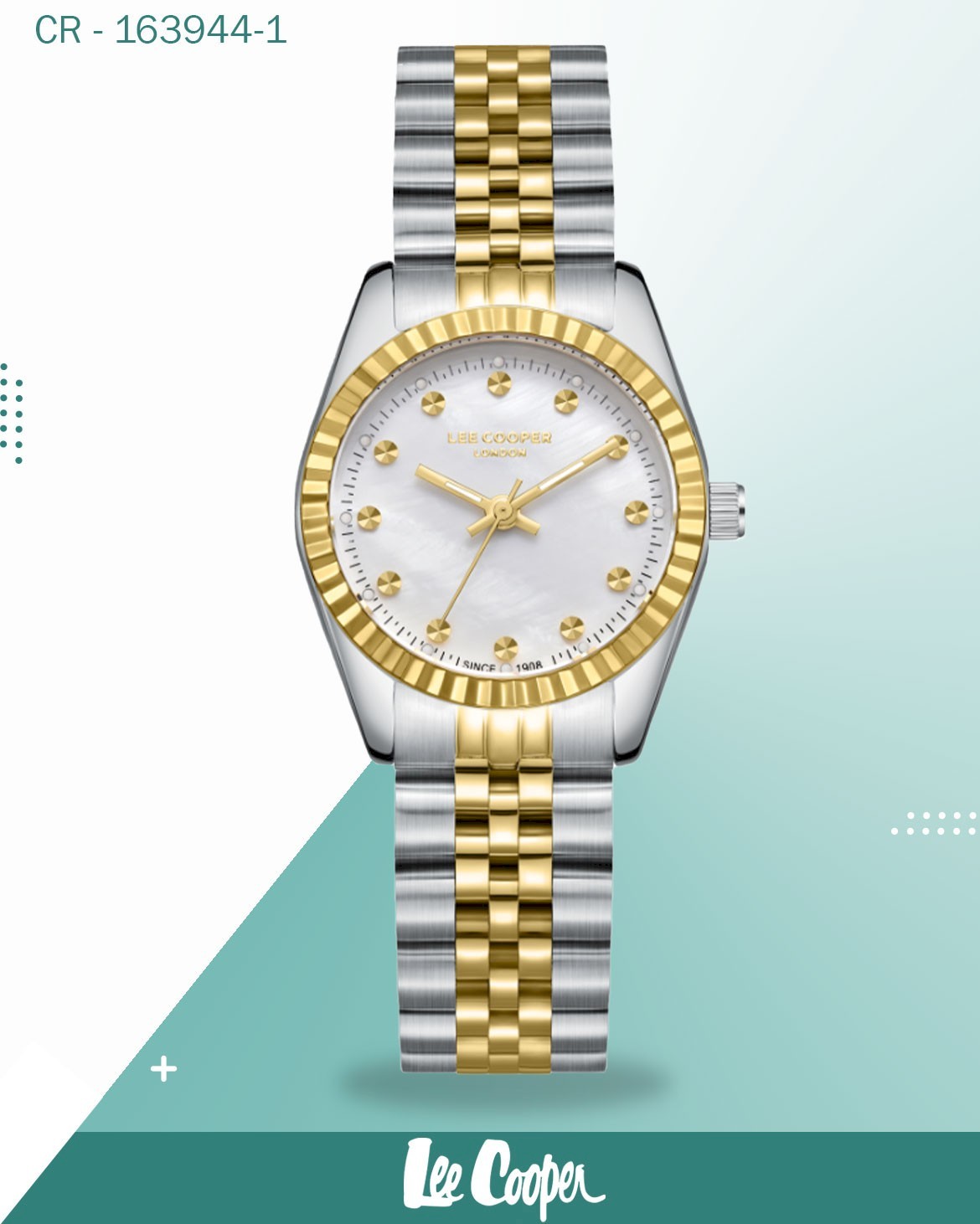 Lee Cooper Women's Watch Mother of Pearl Dial Dial with Two Toned Band, LC08132.520