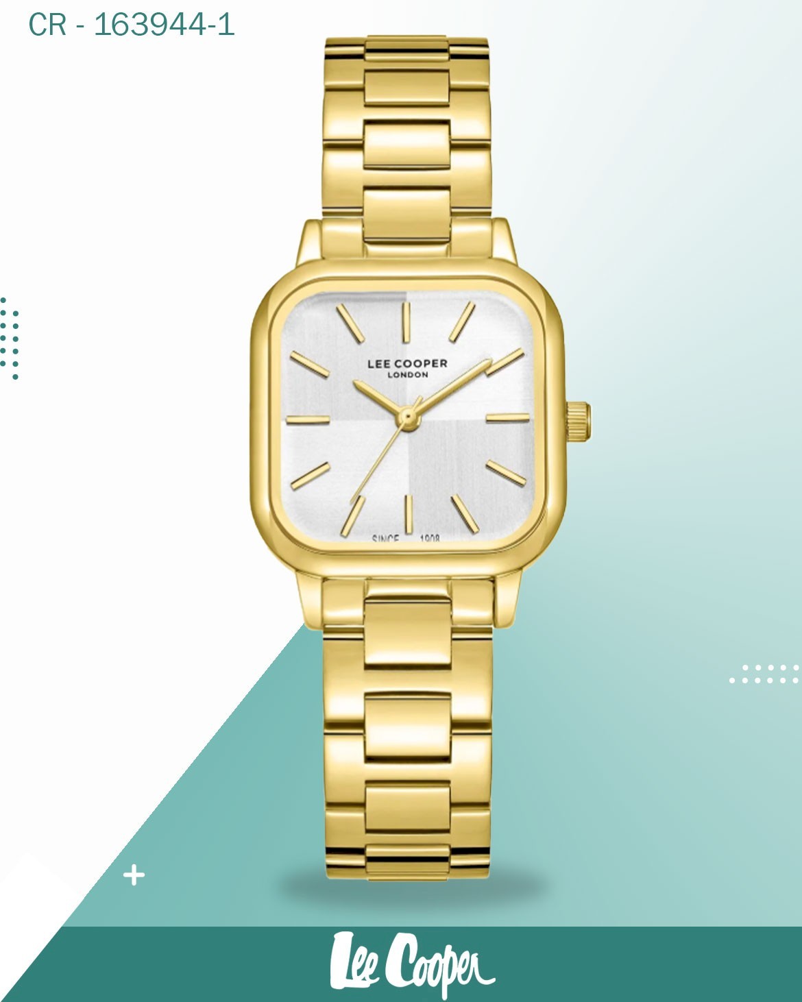 Lee Cooper Women's Watch Analog Silver Dial with Gold Stainless Steel Band, LC08134.130