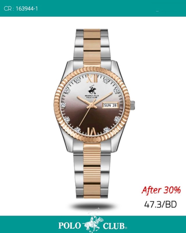 Polo watch ladies rose silver brown date