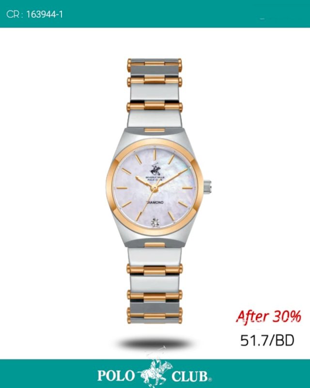 Polo ladies watch rose silver diamond