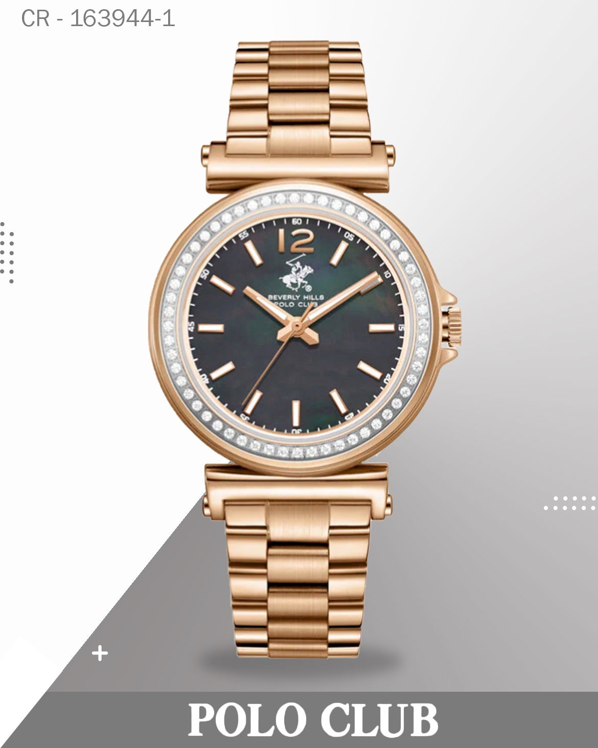 Polo Women's Watch Black Mother of Pearl Dial with Rose Gold Stainless Steel Band, BP3882X.550
