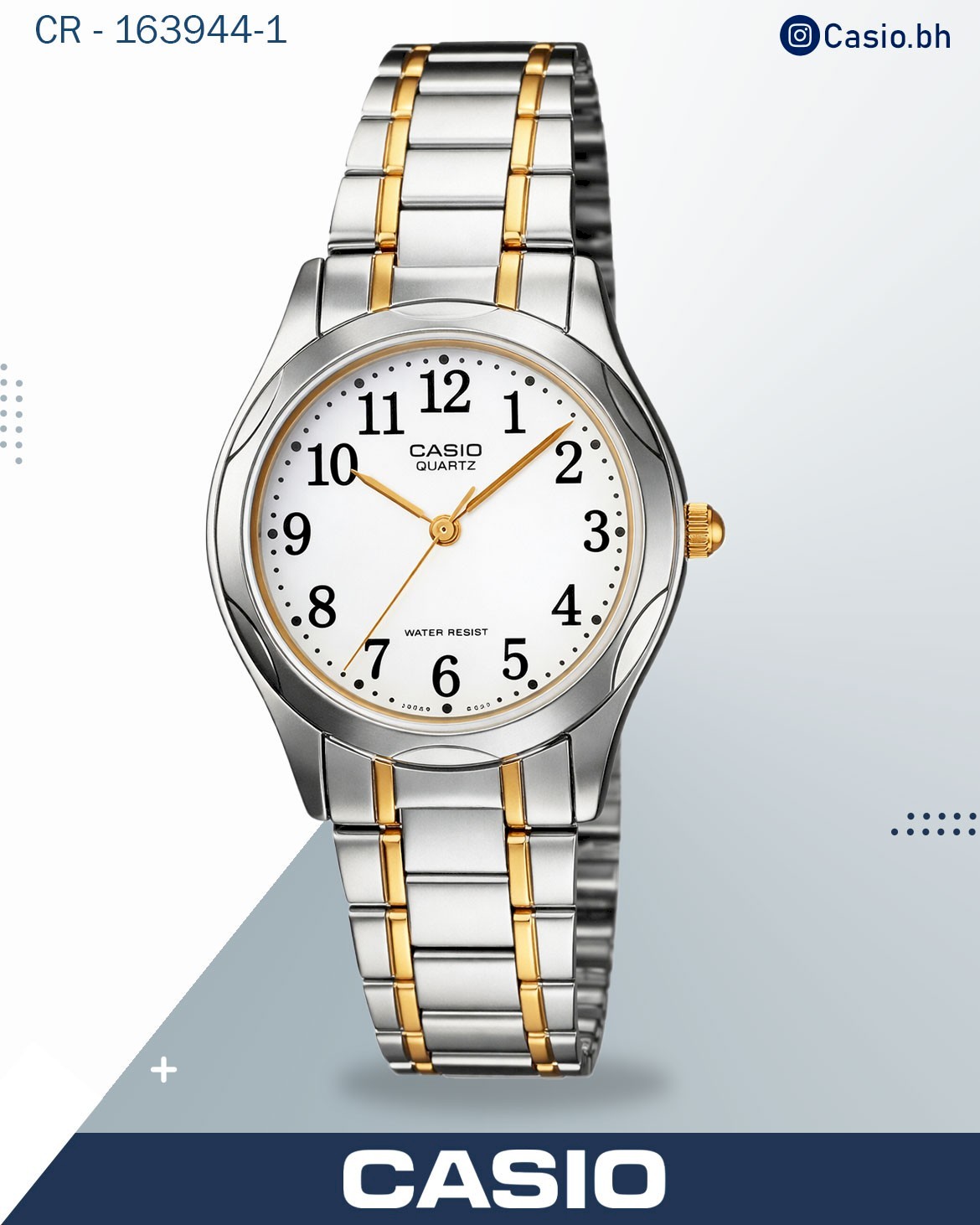 Casio Women's Watch Analog, White Dial Silver & Gold Stainless Steel Strap, LTP-1275SG-7BDF