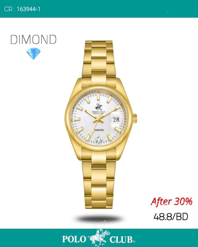 Polo ladies watch gold white with dimond
