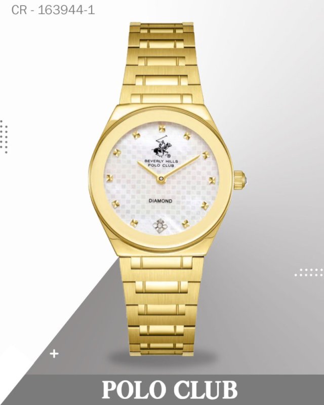 Polo Club Women's Watch Mother of Pearl Dial with Gold Stainless Steel Band, BP3866C.120