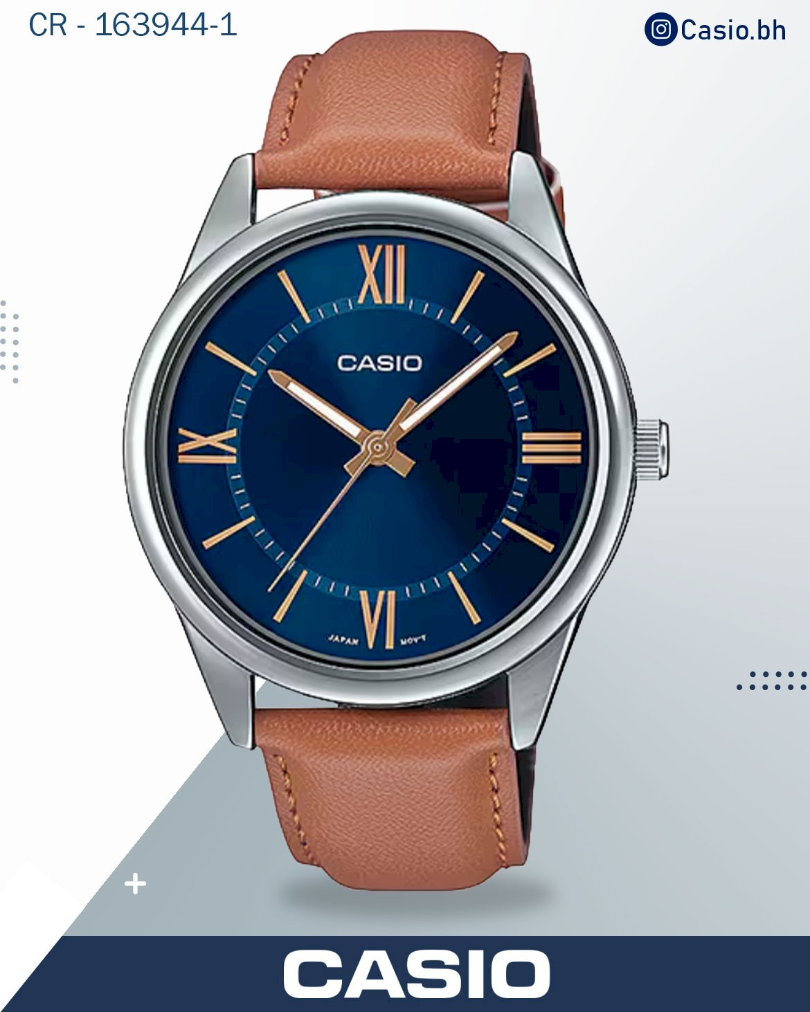 Casio Men's Watch Analog, Silver Dial Brown Leather Strap, MTP-V005L-7B5