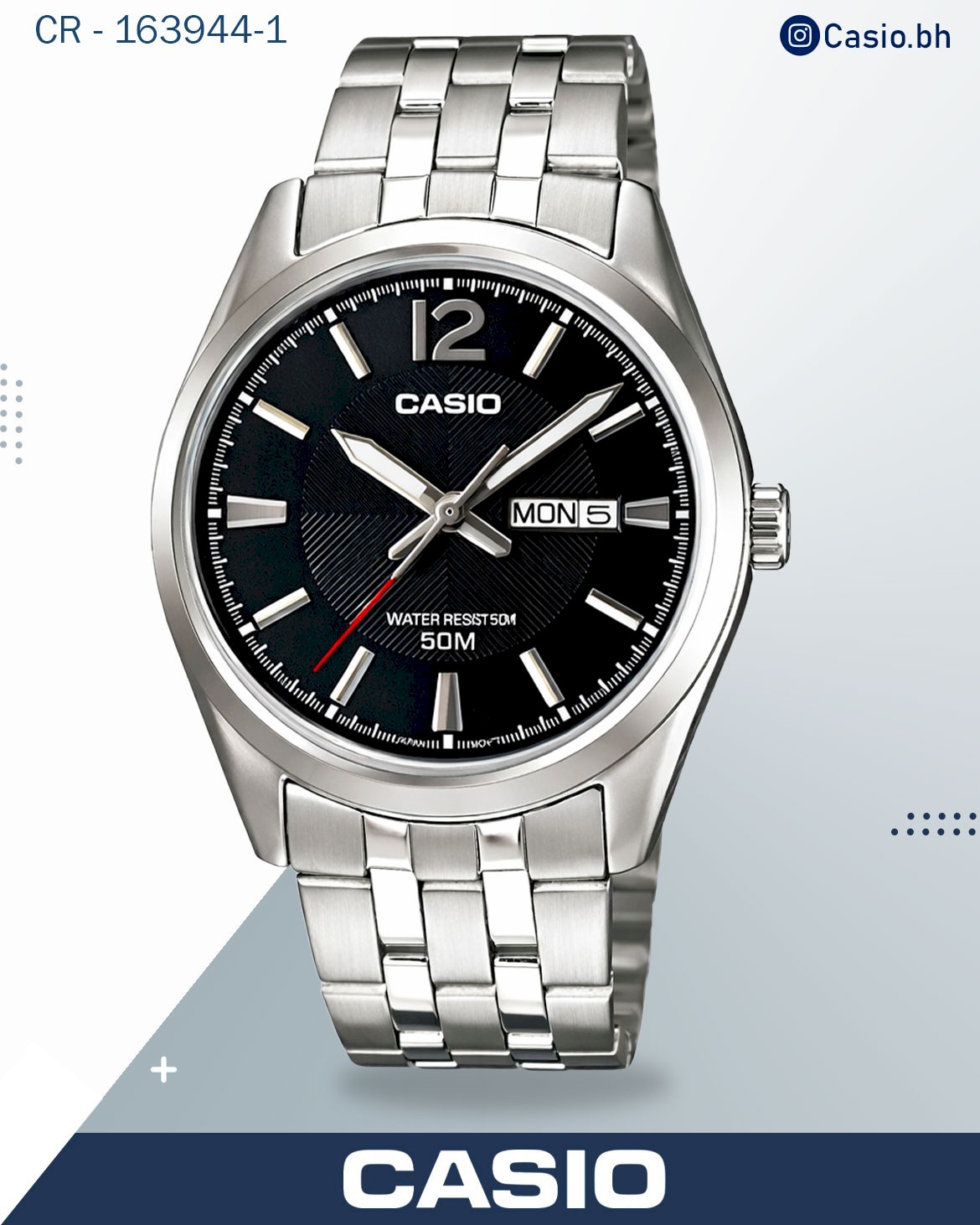 Casio Men's Watch Analog, White Dial Silver Stainless Steel Strap, MTP-1335D-7AVDF