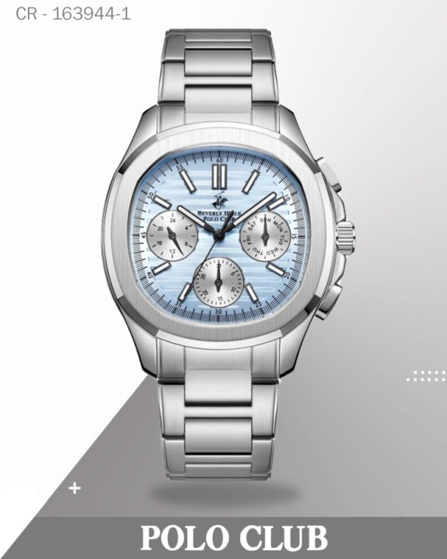 Polo Club Men's Watch Analog Blue Gradient Dial with Silver Stainless Steel Band, BP3212X.391