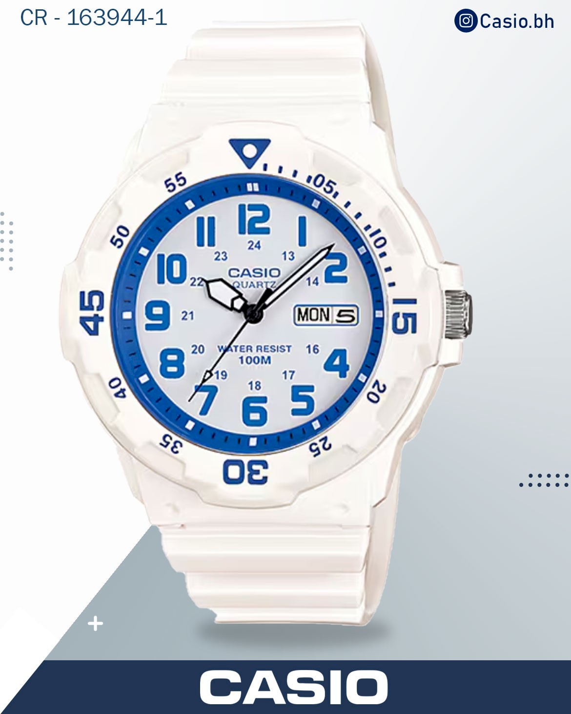 Casio Men's Watch Analog, Blue Dial Black Resin Strap, MRW-200H-2B2VDF