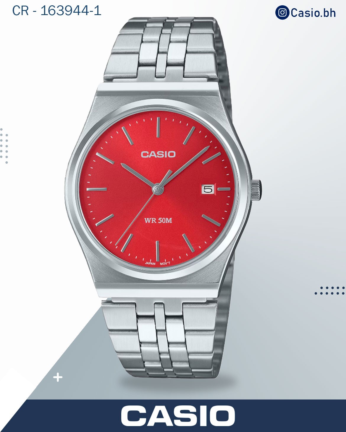 Casio Men's Watch Analog Blue Dial with Silver Stainless Steel Band, MTP-B145D-2A2VDF