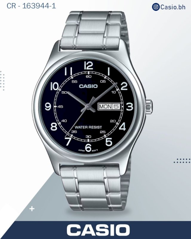 Casio Men's Watch Analog, Black Dial Black Stainless Steel Strap, MTP-V006D-1B2UD