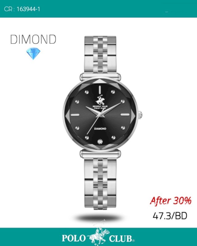 Polo ladies silver black dimond
