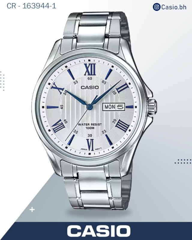 Casio Men's Watch Analog, White Dial Silver Stainless Steel Strap, MTP-1384D-7A2VD