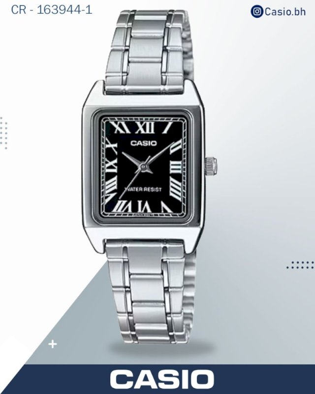 Casio, Women's Watch Analog, Black Dial Silver Stainless Band, LTP-V007D-1BUDF