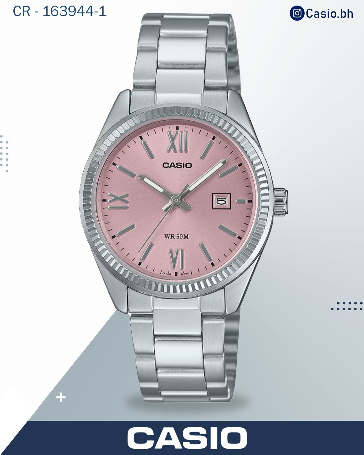 Casio Women's Watch Analog Beige Dial with Silver Stainless Steel Band, LTP-1302DD-4A2VDF