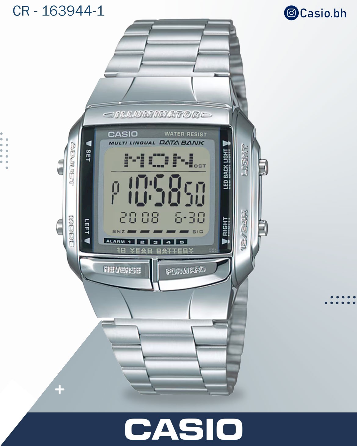 Best Seller Casio Men's Watch Digital, Silver Dial Silver Stainless Steel Strap, DB-360-1ADF