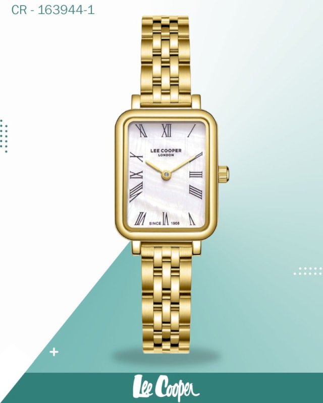 Lee Cooper Women's Watch Mother of Pearl Dial With Gold Metal Band,LC08232.120