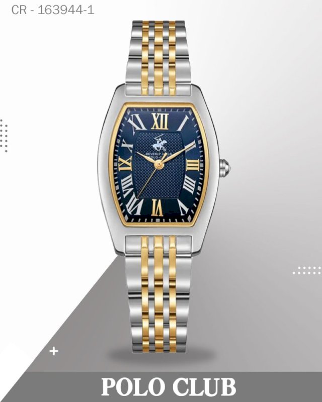 Polo Club Women's Analog Watch, Blue Dial with Gold Stainless Steel Band, BP3716X.590