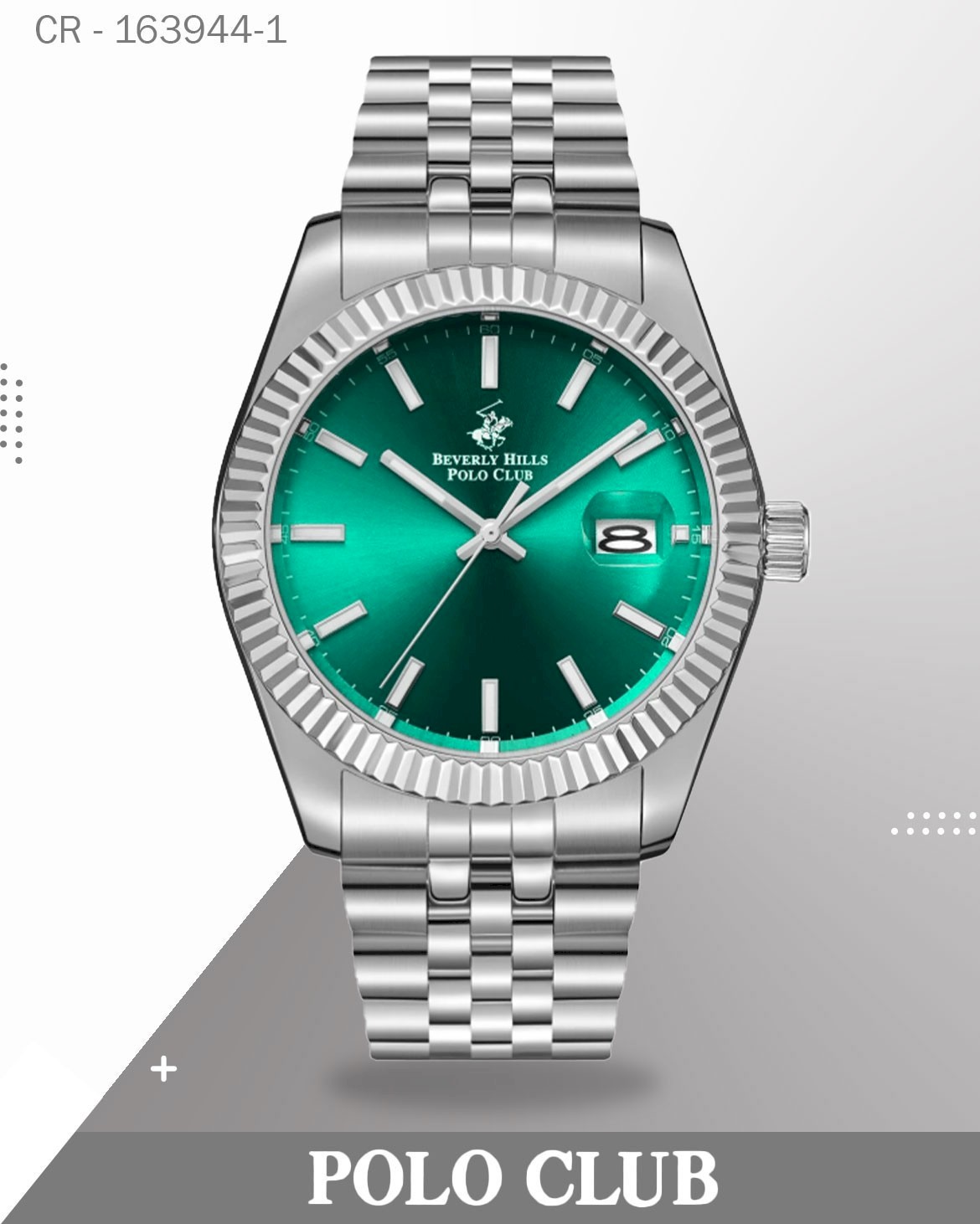 Polo Club Men's Watch Analog Green Dial with Silver BP3018X.392