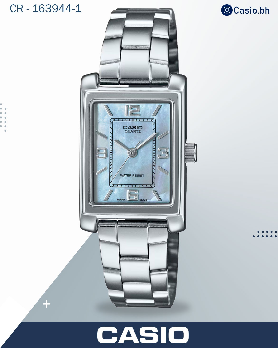 Casio Women's Watch Analog Pink Dial with Silver Stainless Steel Band, LTP-1234DS-4ADF