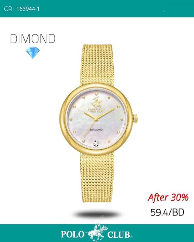 Polo ladies gold white daimond