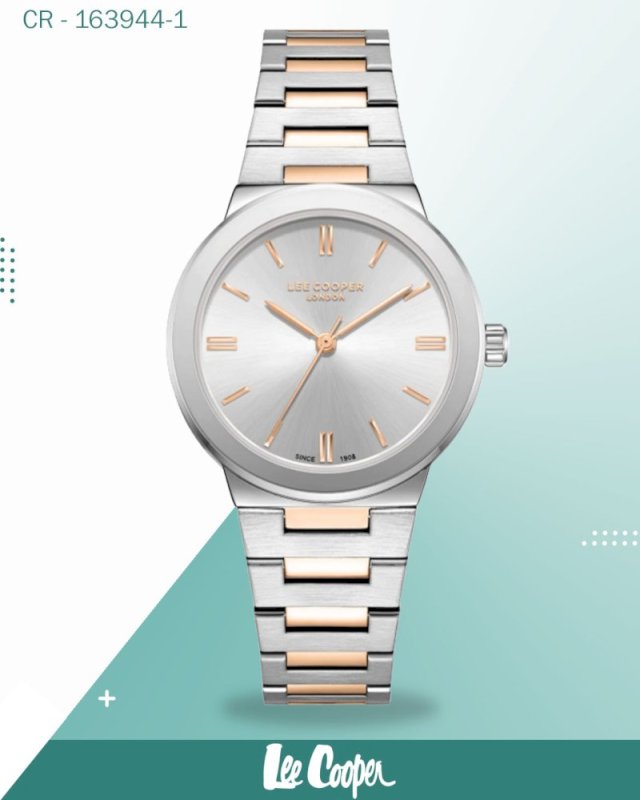 Lee Cooper Women's Watch Analog Silver Dial with Two-Toned Stainless Steel Band, LC08133.530