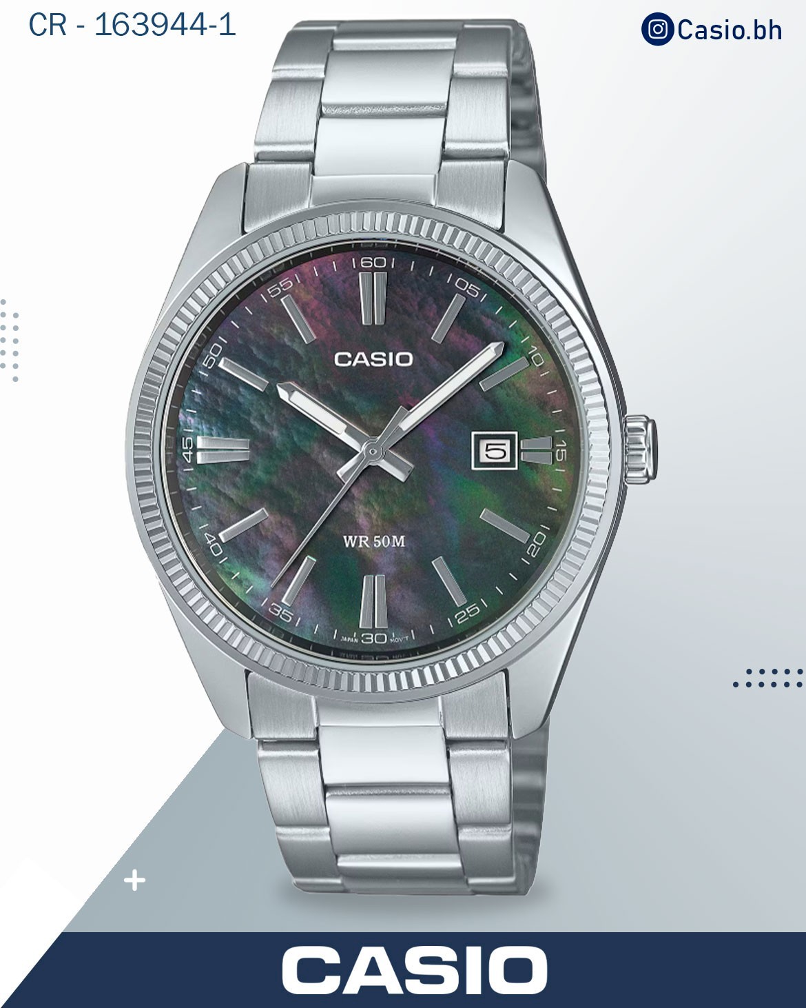 Casio Men's Watch Analog Mother Of Pearl Dial with Stainless Steel Band, MTP-1302DS-1AVDF