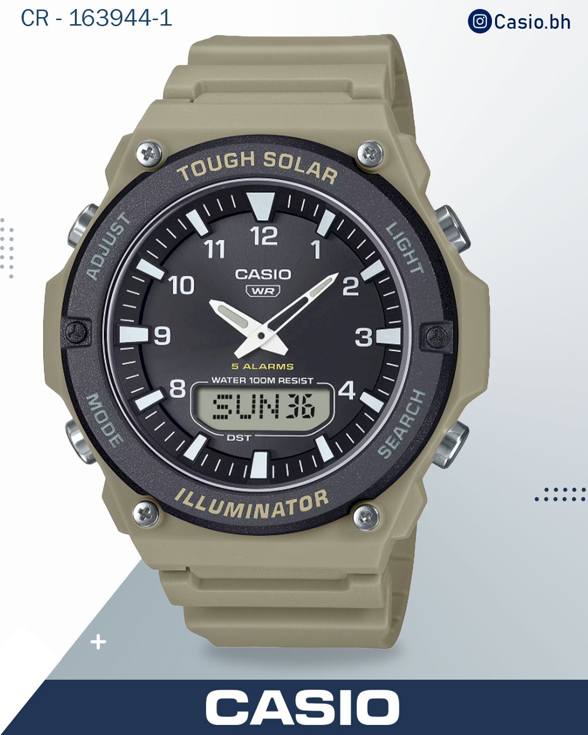 Casio AQ-S820W-5AV Series | Black/Beige | Tough Solar