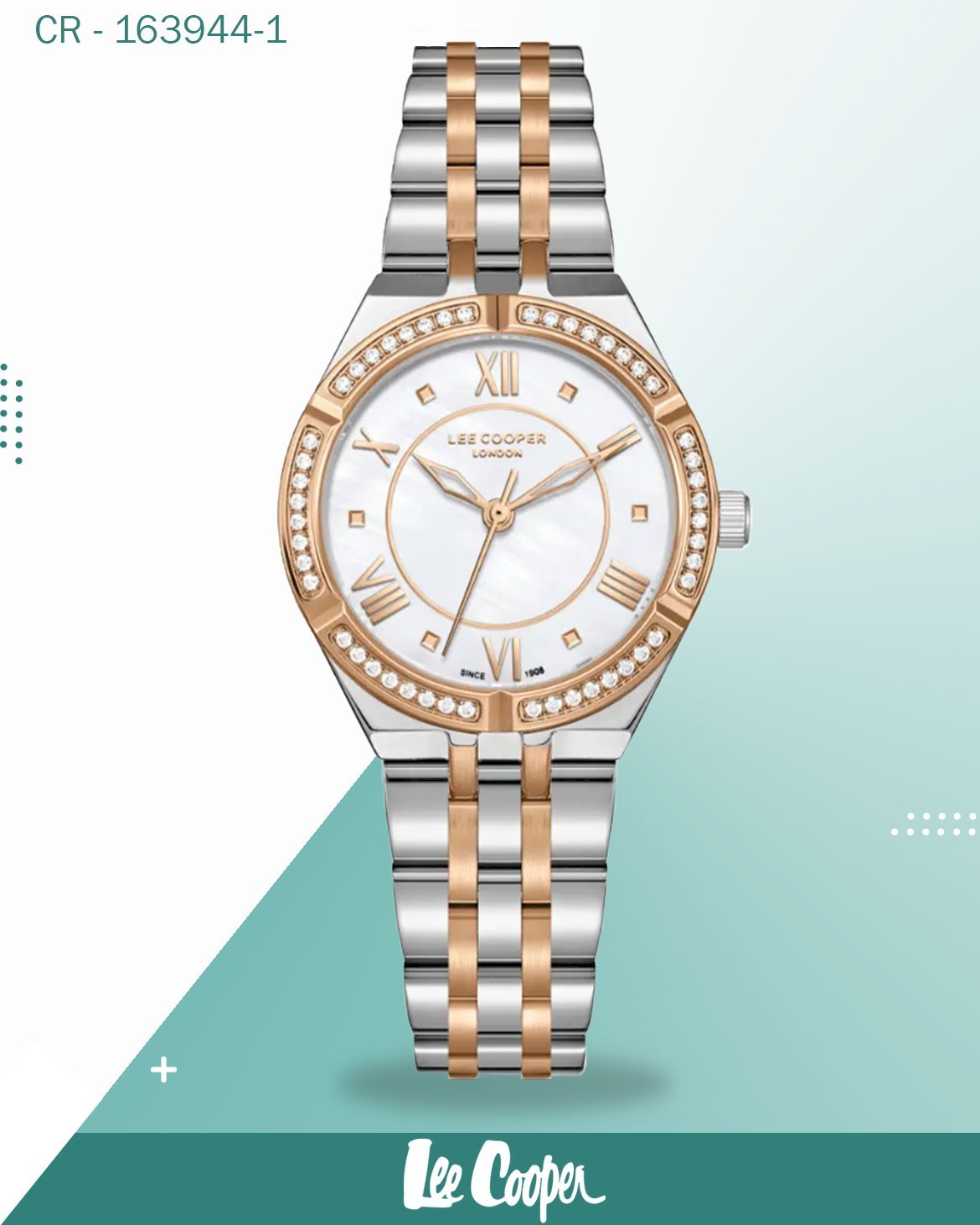 Lee Cooper Women's Watch  Mother of Pearl Dial with Two Toned Stainless Steel Band, LC08132.520