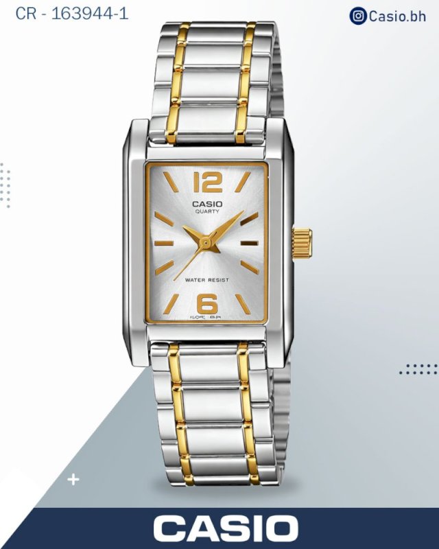 Casio Women's Watch Analog, Silver Dial Silver & Gold Stainless Steel Strap,LTP-1235SG-7A