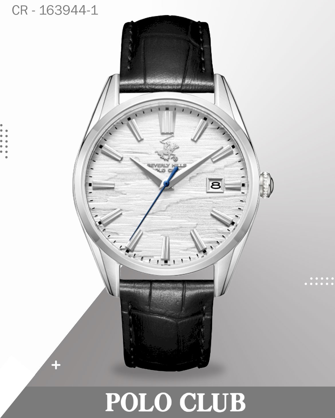 Polo Club Men's Analog Watch, Silver Dial With Black Leather Strap, BP3811X.331