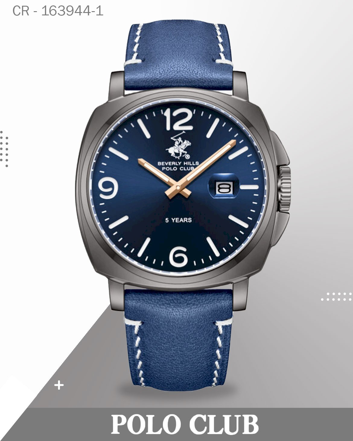 Polo Club Men's Analog Watch, Blue Dial with Blue Leather Strap, BP3867X.099