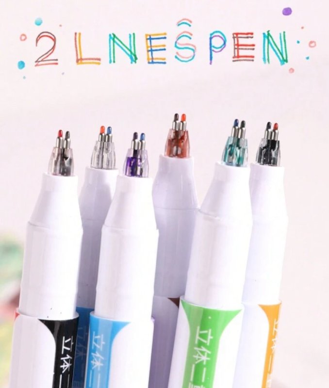 6 double headed pens