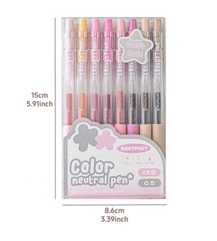 8 Multicolor pens