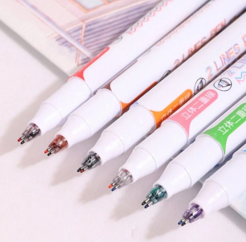 6 double headed pens
