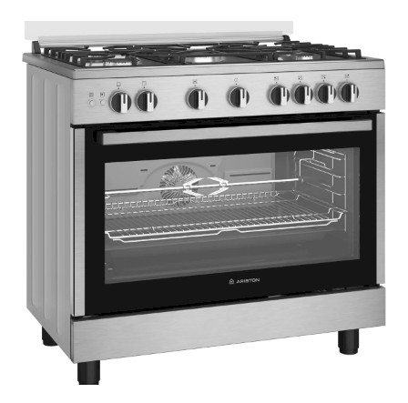 Ariston 90CM Gas Cooker/5Burners/Self-Cleaning/Auto Ignition/Safety Valve/ARR9GGF22125XME