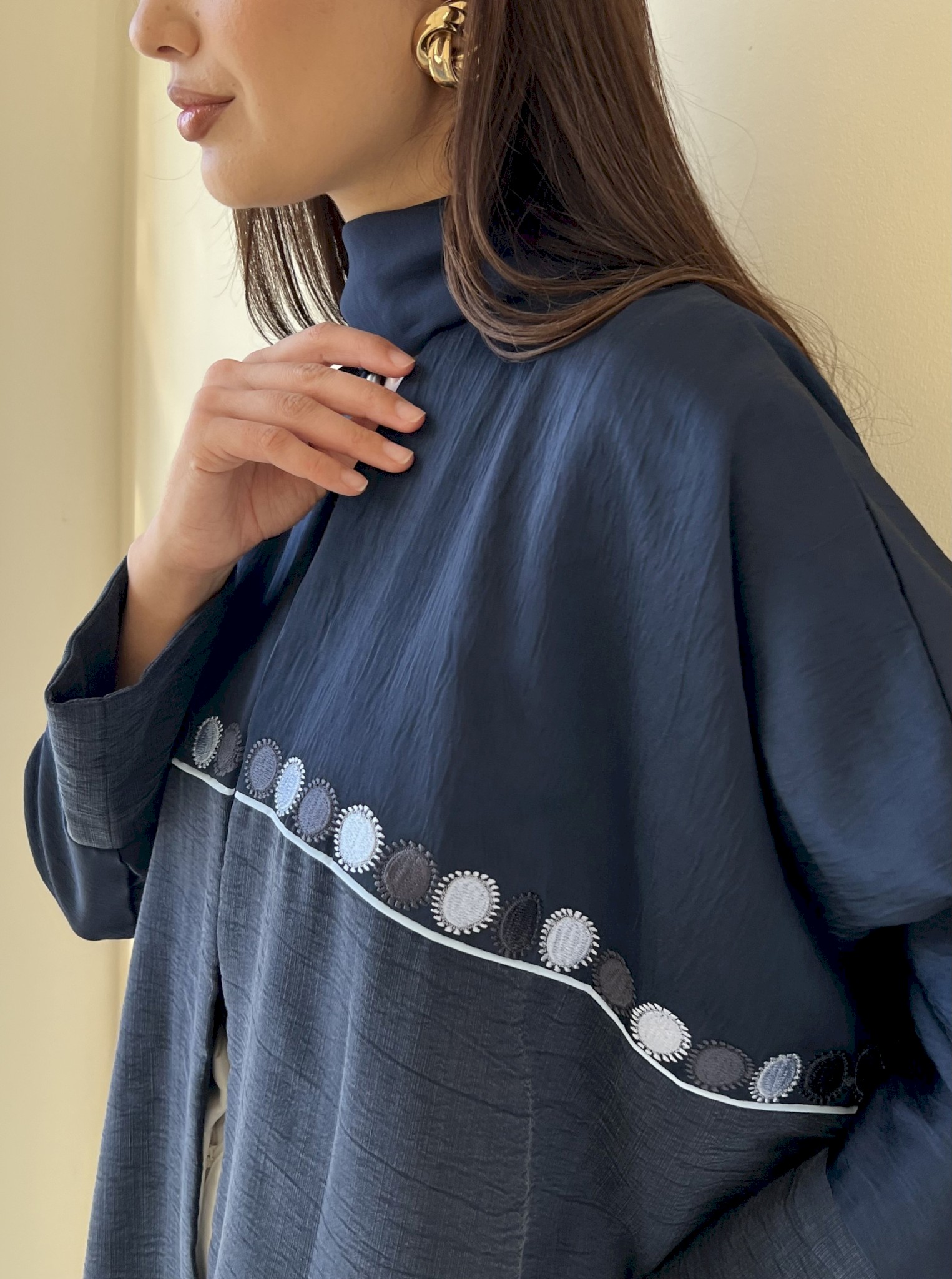 Navy blue medallion cloak