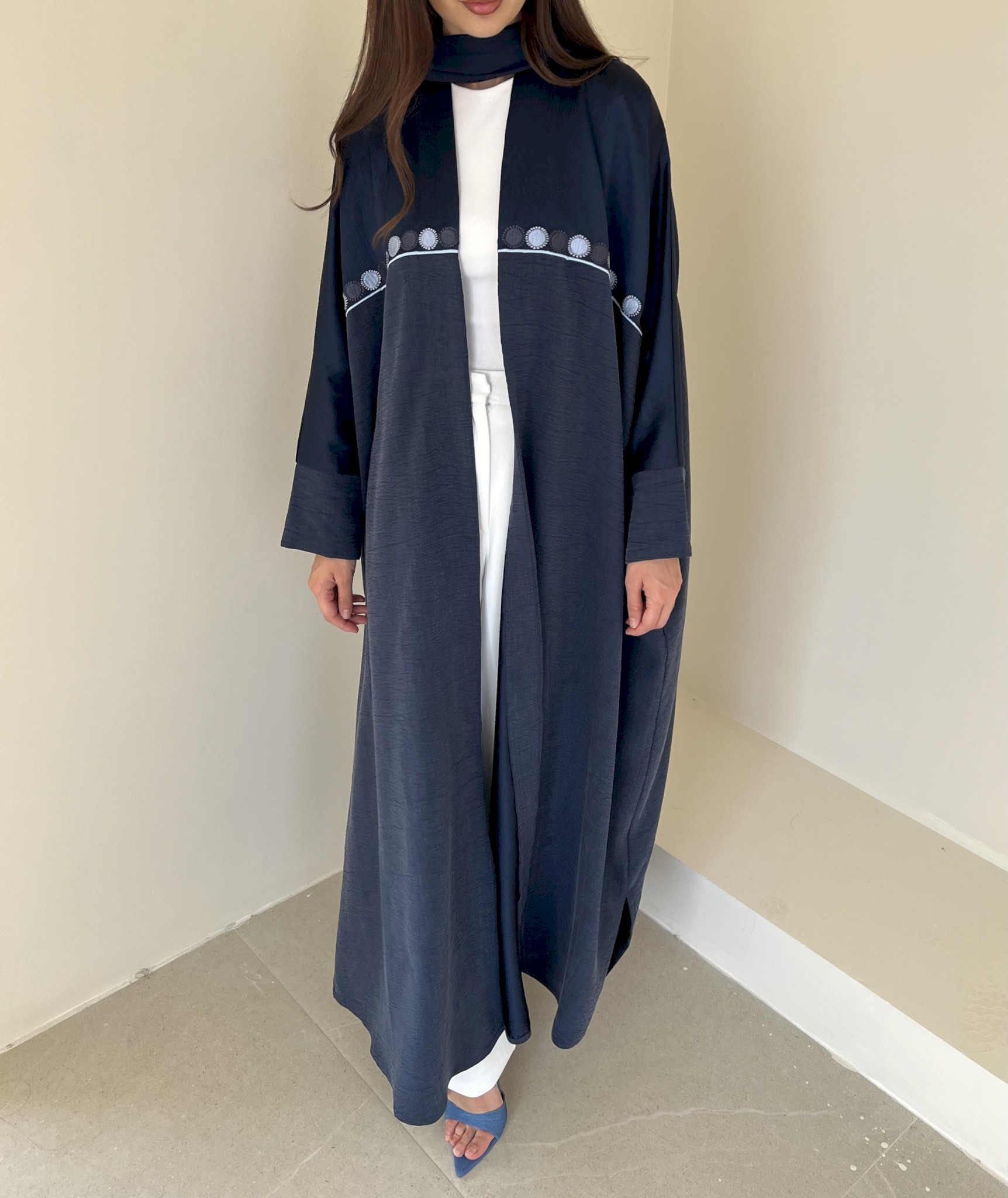 Navy blue medallion cloak
