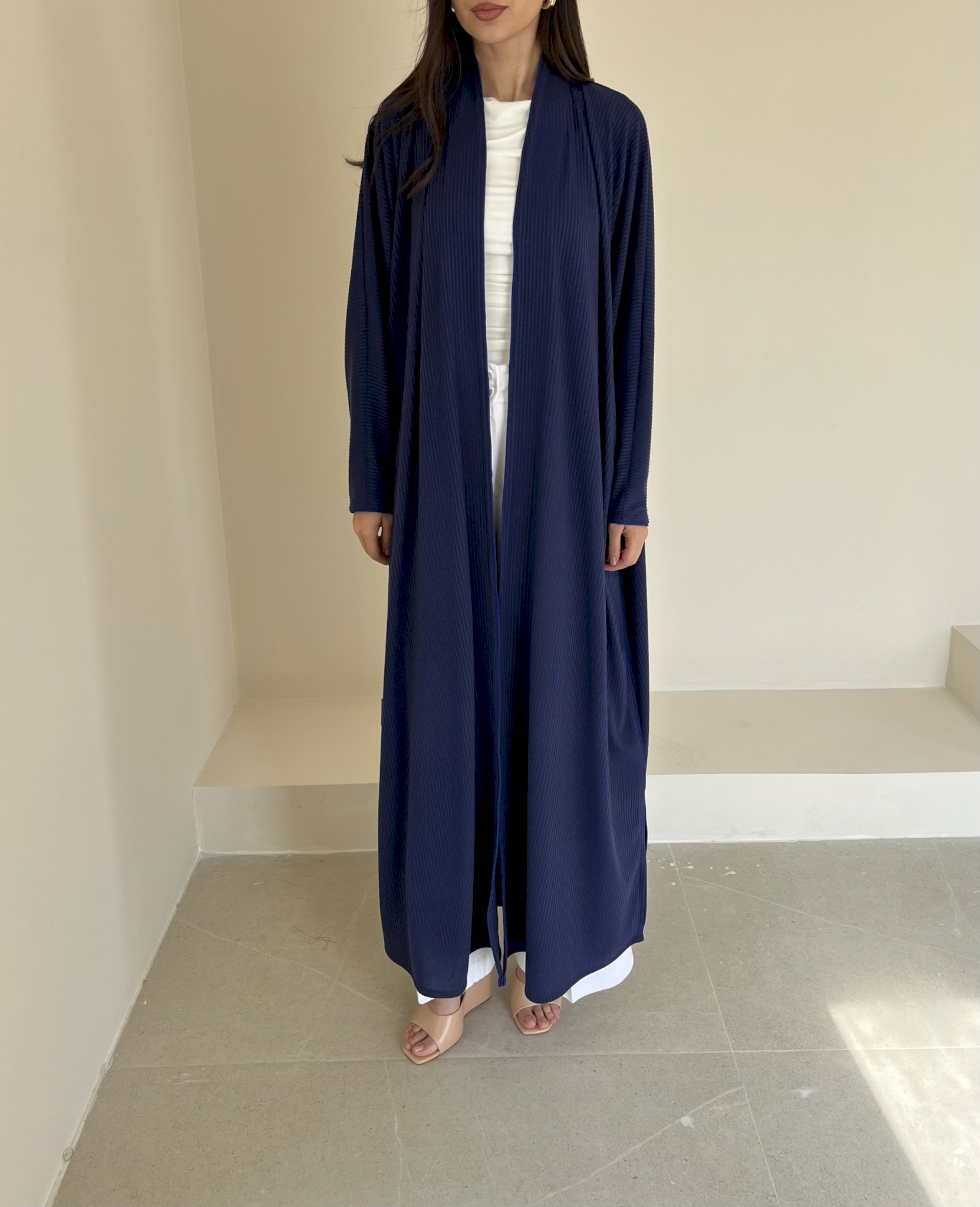 Blue ribbed cotton cloak