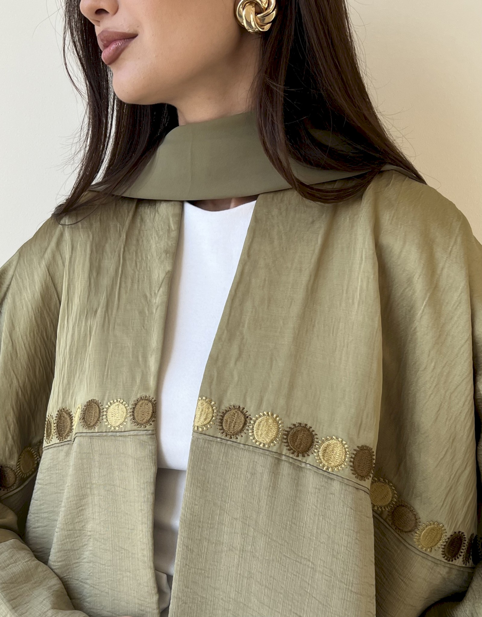 Olive green medallion abaya