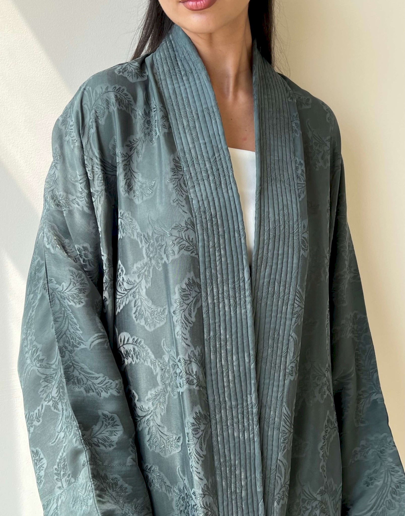 Sage blue quilted collar