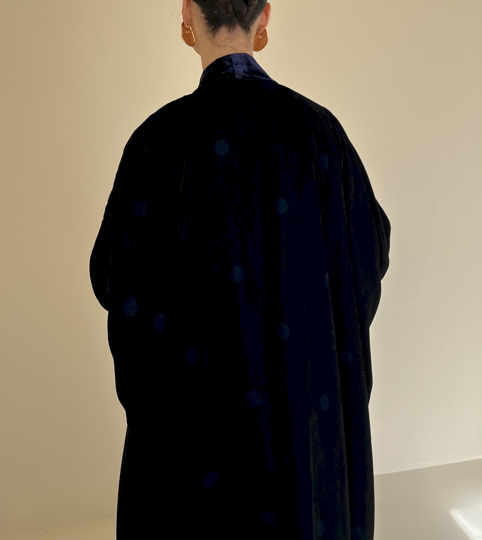 Blue and black polka dots cloak