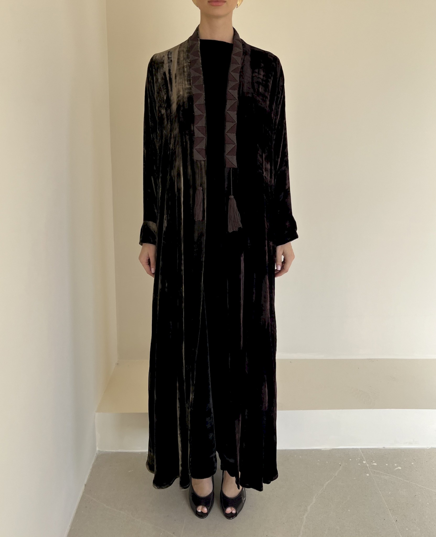 Maroon and olive two-tone velve