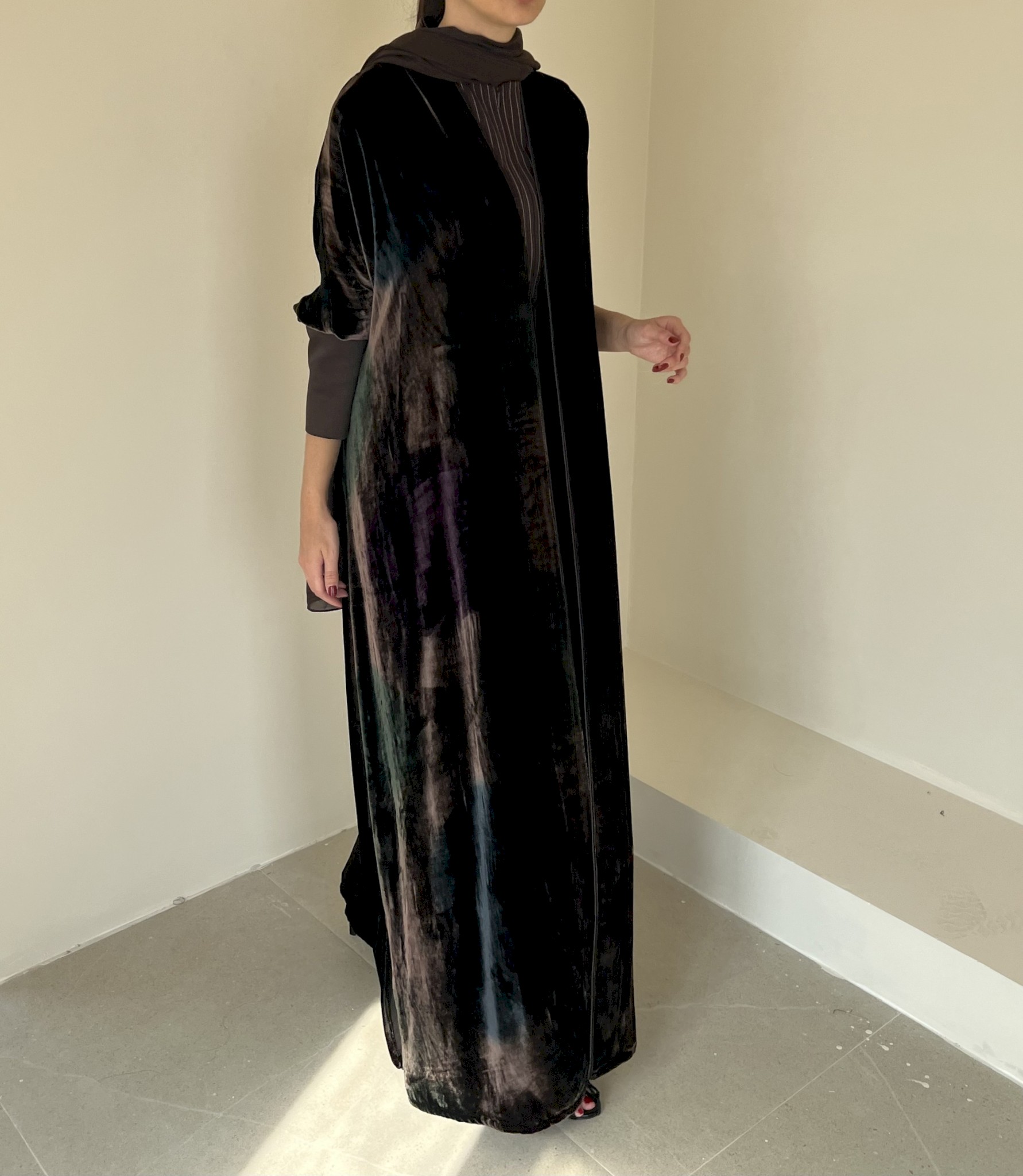 Brown velvet aurora cloak